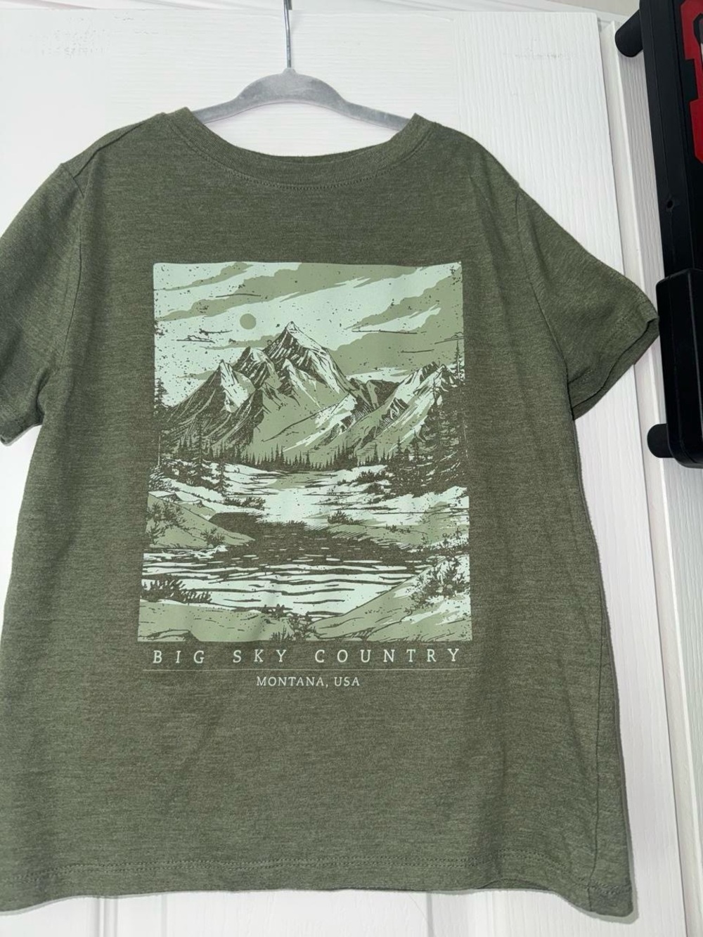 Cat & Jack Olive Green Mountain Graphic Tee
